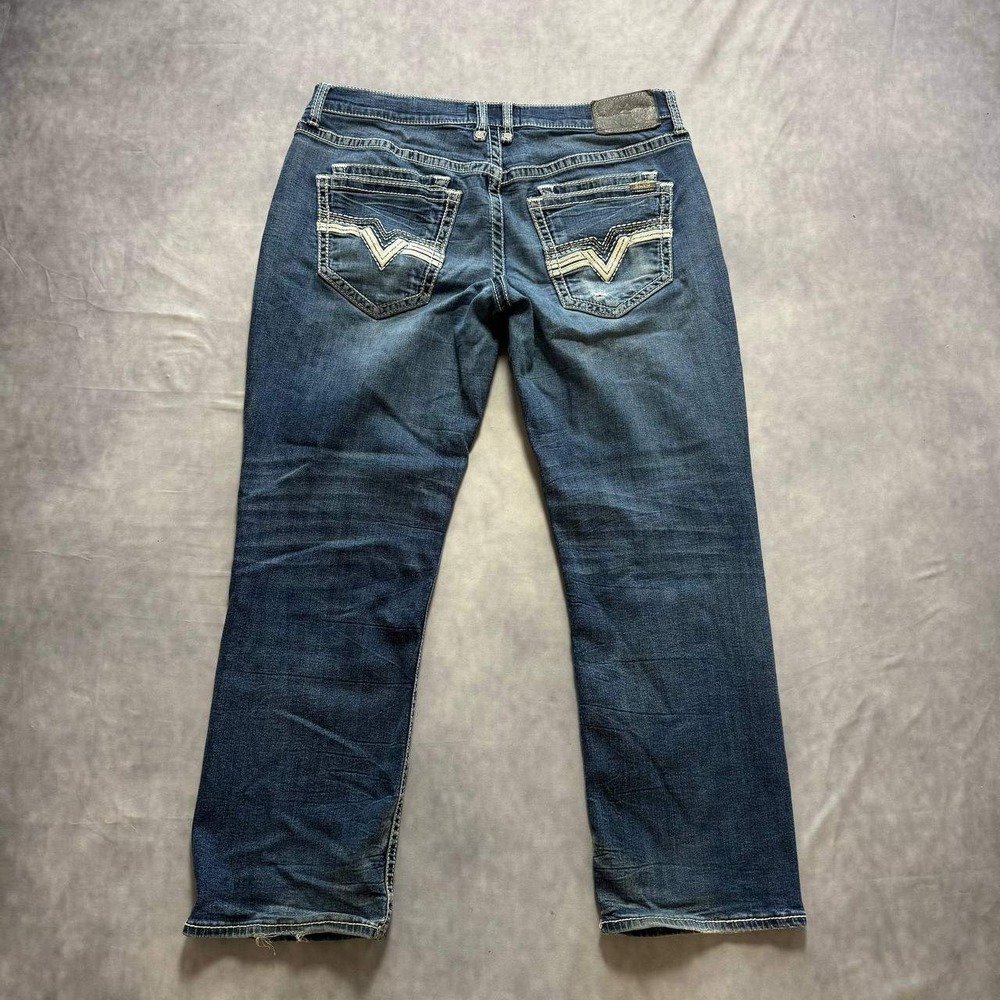 Salvage Anarchy Straight Relaxed Fit Jeans Buckle‎ Exclusive Blue Distressed 34R